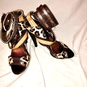 Cheetah print open toe heels